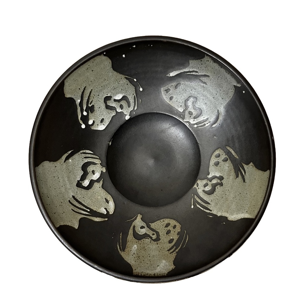 VTG Roycroft Artisan Janice McGuffie Pottery Platter Drip Glaze Stoneware Signed